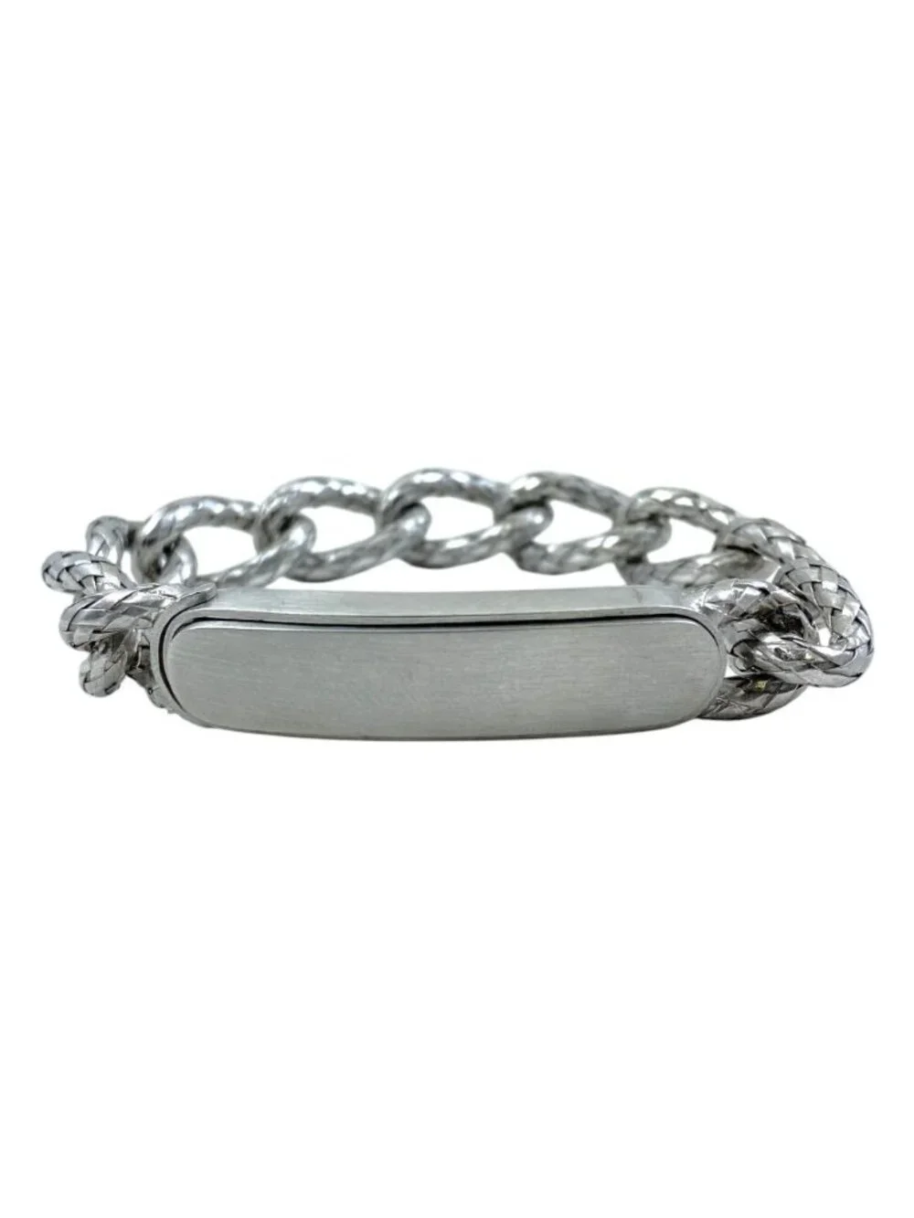 Bottega Veneta Chain Bracelet ID Intrecciato Silver Color Simple